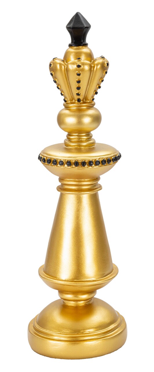 Statueta decorativa / Piesa de sah Rege, Gold King, Mauro Ferretti, Ø11 x 32.5 cm, polirasina, auriu/negru - imagine 7